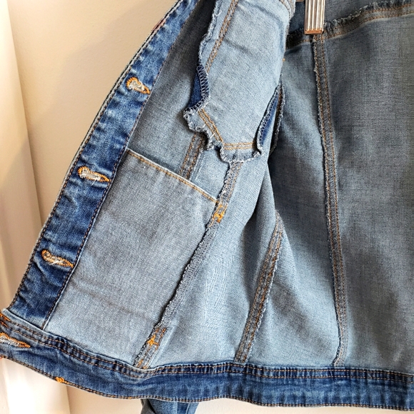 Kensie Jean Jacket Denim Stretch Boho Western Fall Women Small to Medium Size - Picture 7 of 12